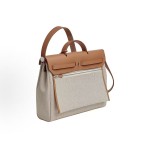 HERMES Herbag Messenger 39 Silver buckle H crossbody single-shoulder handbag for women in light beige and light tea colors